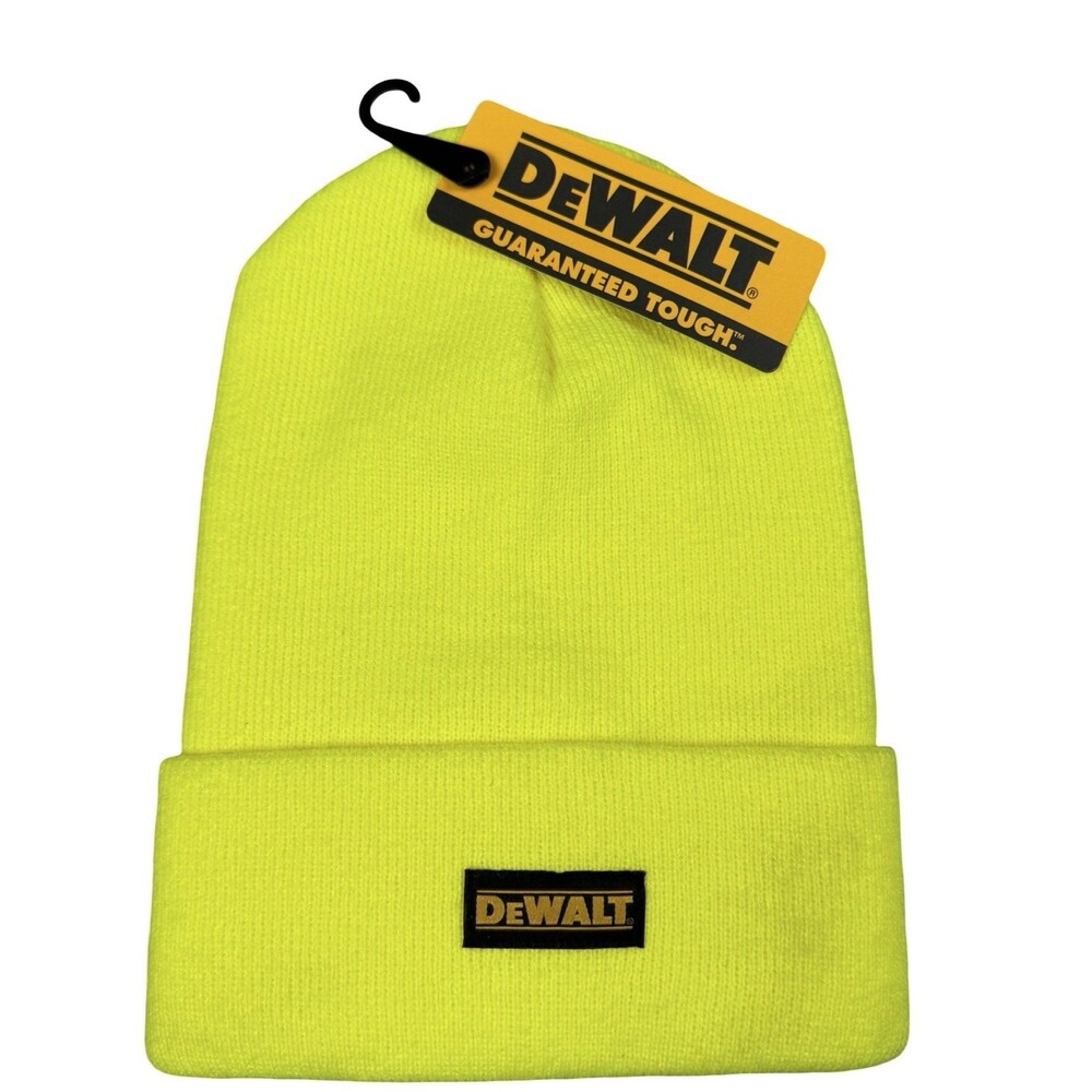 DeWalt Knit Cuffed Beanie Hawthorne Safety Yellow Winter Work Adult One Size New